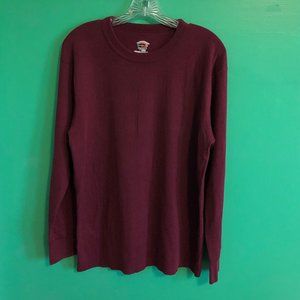 Champion Men's Maroon Long Sleeved Heavy Tee Shirt Activewear Size Large